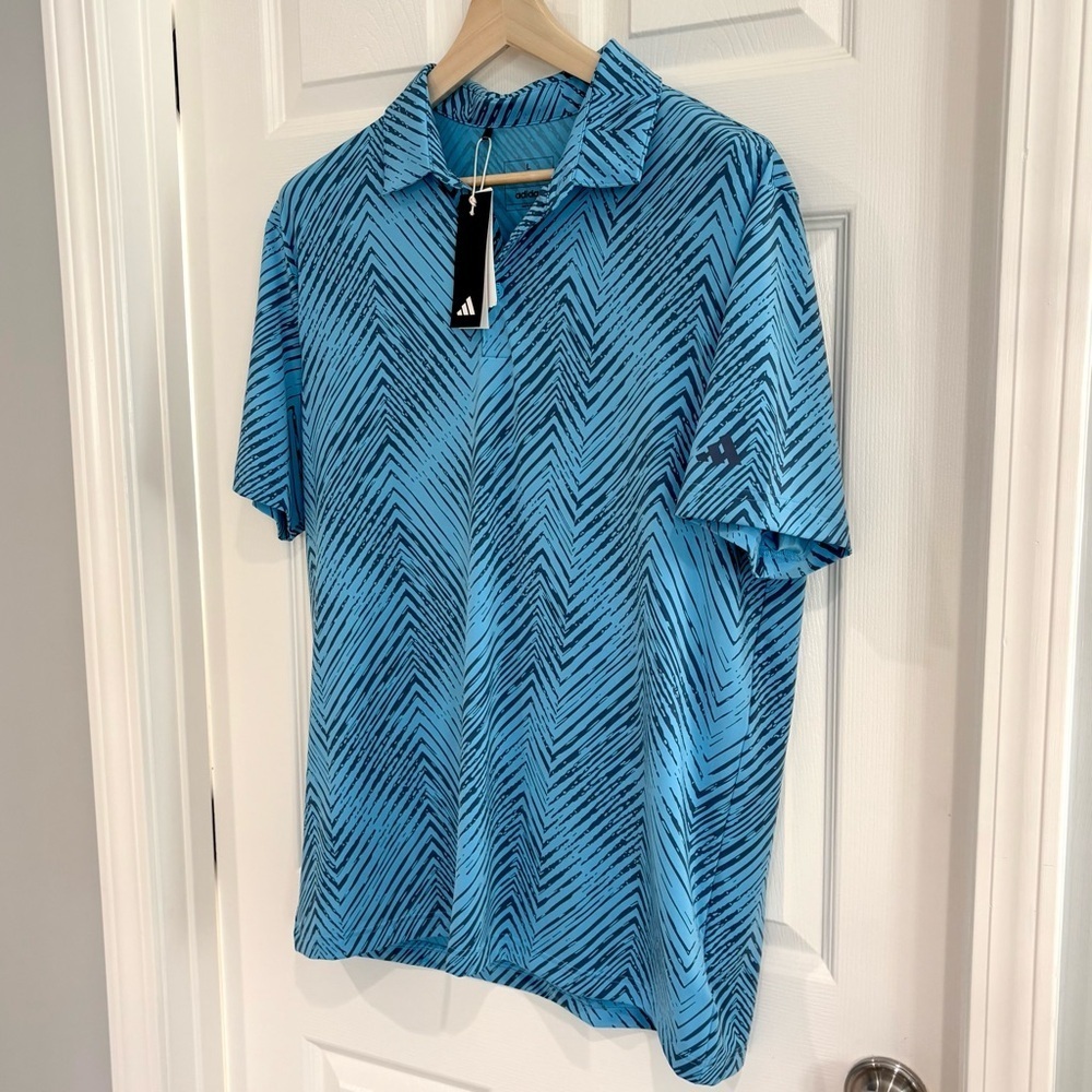 Adidas Ultra 365 Performance All Over Print Chevron Polo Golf Shirt Men L  NWT - Picture 8 of 16